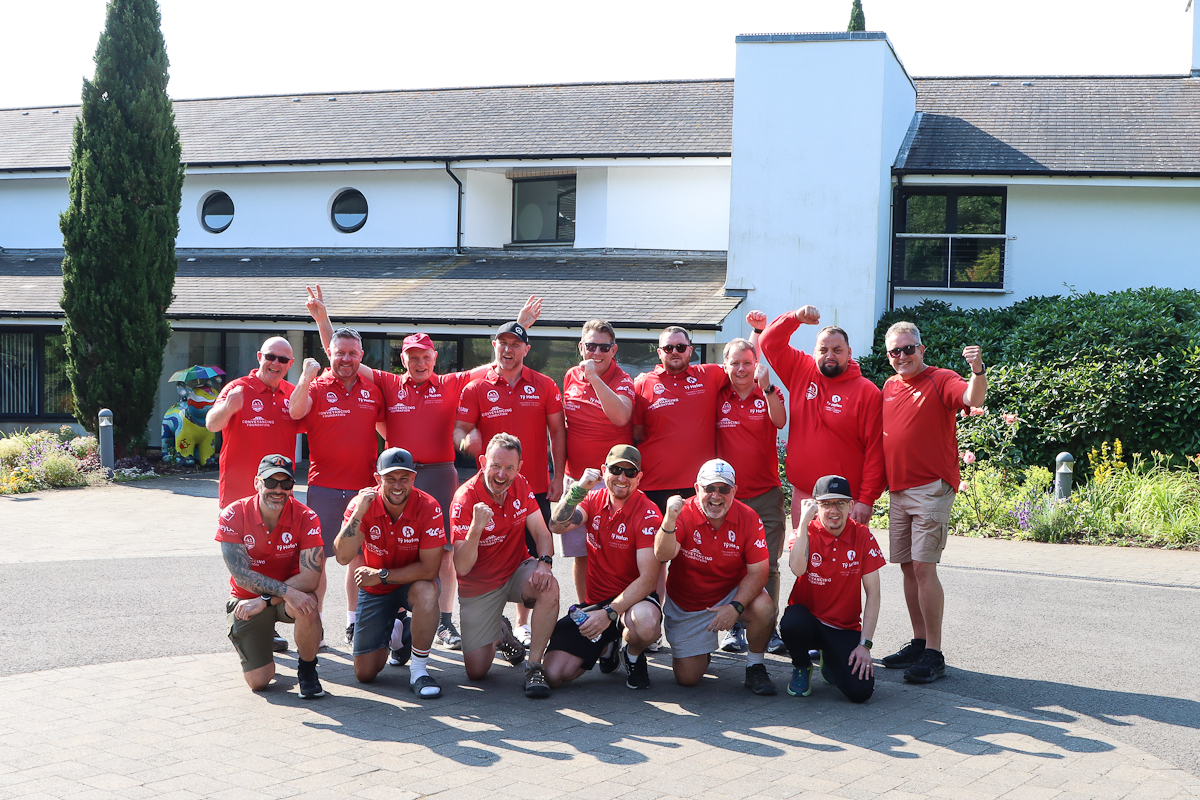 The BikeBoatBoot team outside Ty Hafan